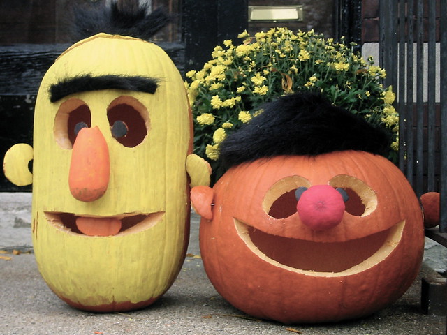 Bert & Ernie ~ Porch Pumpkins 2009