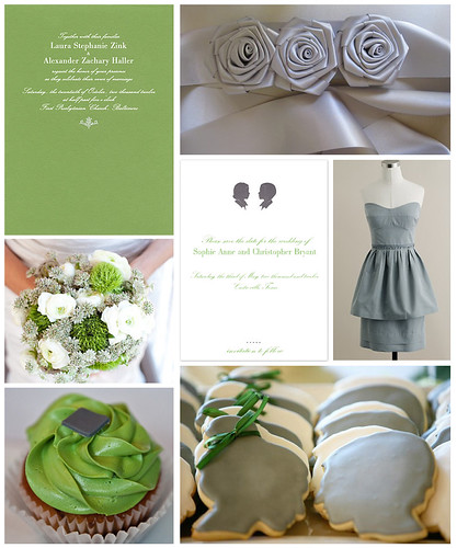 Grey and Green Wedding A stunning green invitation with bright white 