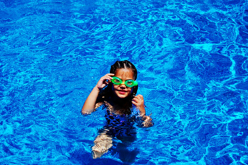 Grace trying out the green goggles