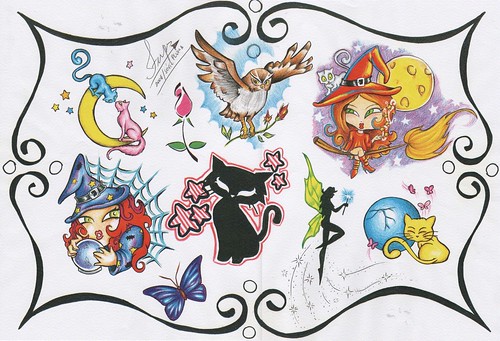 Serie Tatoo (saferps) Tags: tattoo gato coruja lua pinup gatinho bruxa fada 
