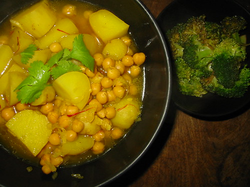 A stew of Potatoes and Chickpeas infused with Ginger and Saffron