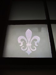 Our Fleur de Lis Frosted Bathroom Window: The Sky in Shreveport Two Years After Hurricane Katrina