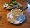 Clam chowder and salad