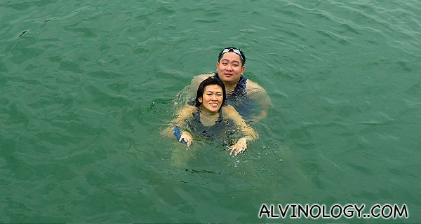 Rachel and I, swimming in the sea