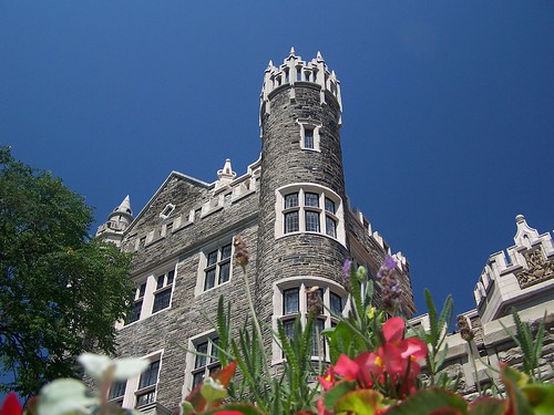 Casa Loma Tower as pictured from the garden, Toronto Canada. This castle was 