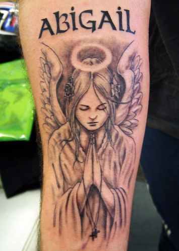 praying angel tattoo. Grey Preying Angel Tattoo