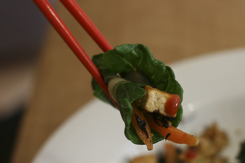 Tofu in a Swiss Chard Blanket - With Hot Sauce!