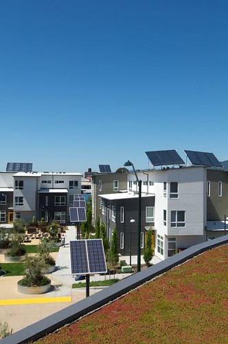 green roof, foreground, & solar panels (courtesy David Baker & Partners)