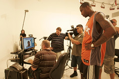Amare checking out the footage.
