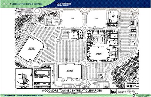 site plan: lots & lots of parking at Woodmore Towne Centre (via media package by Petrie Ross Ventures)