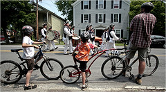 Tourists bicycling in Kinderhook, NY