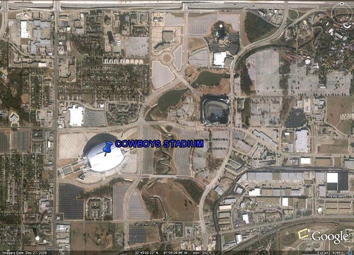 where the woeful Dallas Cowboys play and their fans park (via Google Earth)