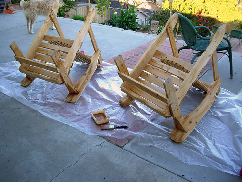 Staining the adirondack chairs