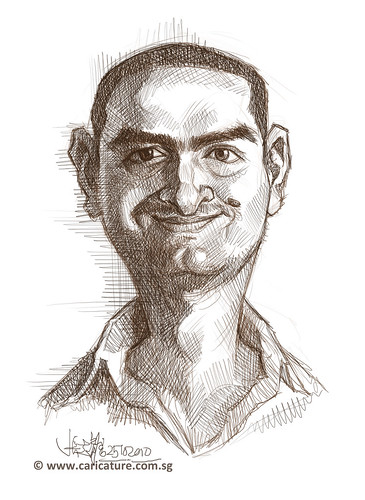 digital caricature sketch of Amir Taqi