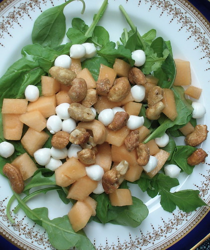 summer salad with melon and cashews