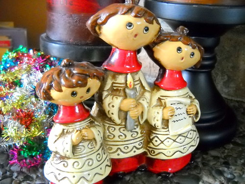 Sweet Trio of 1970's Vintage Christmas Carolers Figurine