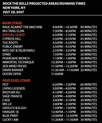 Rock The Bells Festival 2007 - New York Schedule Day 1