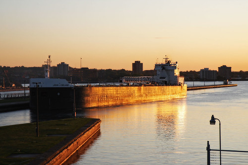 Ship entering Soo Locks, Sault Ste. Marie, Michigan