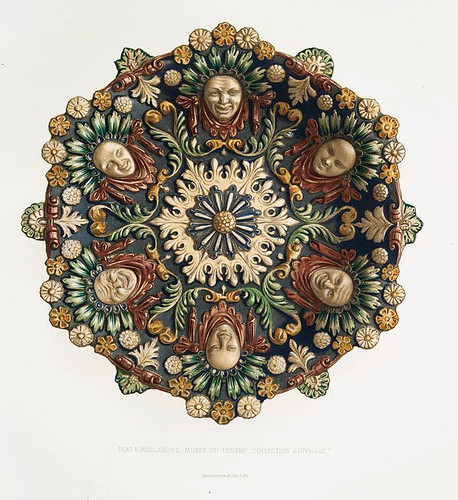 019-Plato decorado con mascaras-Museo del Louvre-Colección Sauvageot-Monographie de l'oeuvre de Bernard Palissy…1862