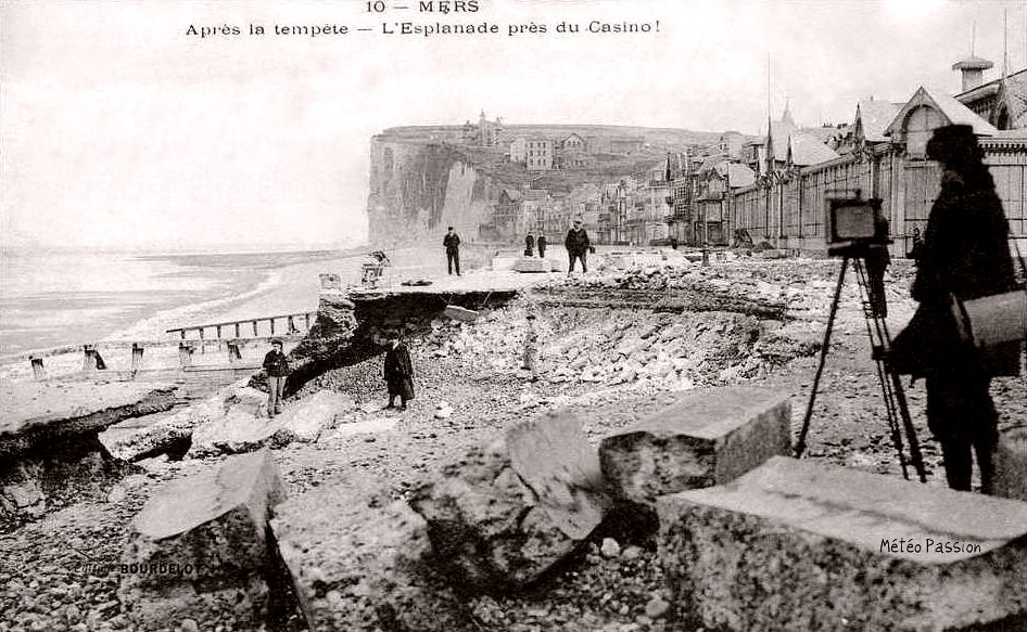 dégâts de la tempête de mars 1914 sur le front de mer de Mers les Bains