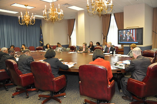 Under Secretary Woteki discusses agricultural research with leaders from the 1890 land-grant institutions and USDA leadership.