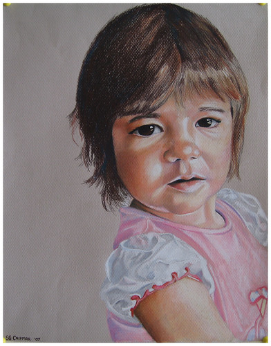 Colored pencil drawing entitled Clara at 15 Months