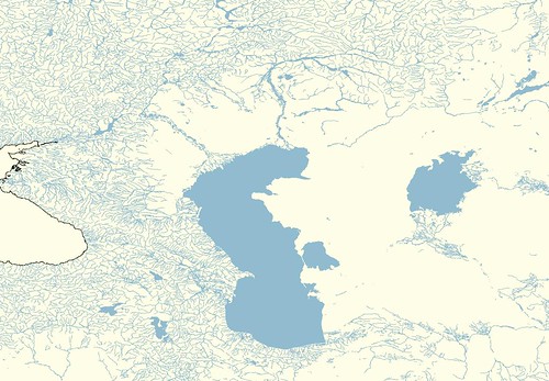 GSHHS - Atlantic Centered with Inland Water Features and Streams; Detail Caspian Sea
