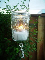 hanging candle holder with crystals