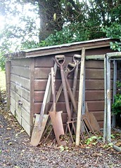 Shed with spades