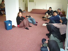 Heather, Fatima, Mino and PeaceJammers in the newly carpeted office! (c) Andy McGeechan