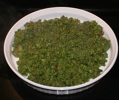 transfer spinach / meat mixture to shallow dish to cool
