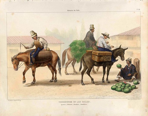 034-Vendedores callejeros 2-Atlas de la historia física y política de Chile-1854-Claudio Gay