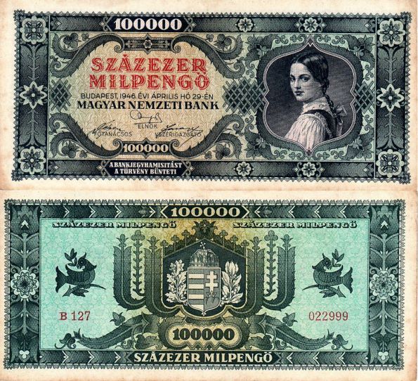 100 000 MilPengő Maďarsko 1946