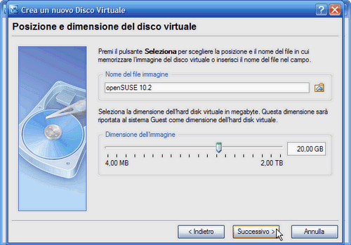 VirtualBox - nome e dimensioni file reale contenente disco rigido virtuale