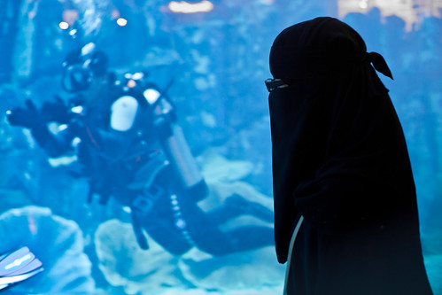 Muslim woman and scuba diver