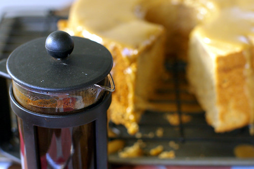 Espresso Chiffon Cake with Caramel Glaze