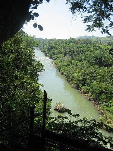 Looking out into the river from the cave