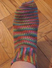 first finished sock on foot