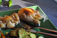 solar cooked chicken dinner