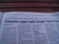 Courier story about Metro Vancouver's Google Rank