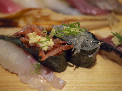 Sakura ebi and nama shirasu sushi