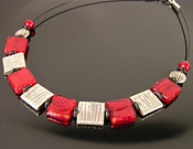 Ruby red Venetian + Thai squares necklace