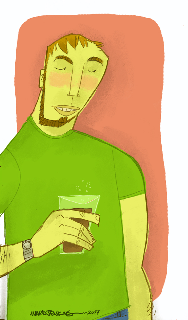 guy with drink in color