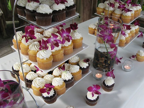 The orchid decorations were a genius idea cupcake table