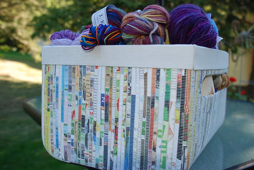 Recycled paper basket by librarysarie