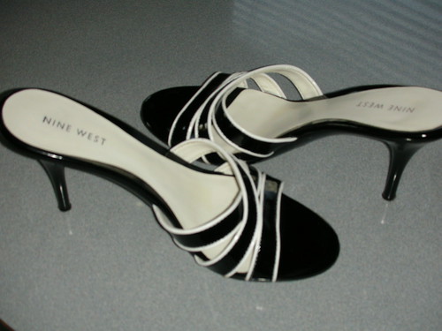 black & white heels