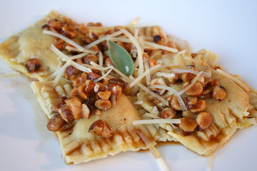 Butternut Squash, Sage, and Goat Cheese Ravioli with Hazelnut Brown-Butter Sauce