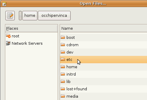 Fig. 6 - Ubuntu Guest Addition - apertura file - navigazione directory etc