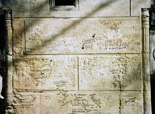Jim Morrison's Grave Graffiti, Père Lachaise Cemetery, Paris, France.
