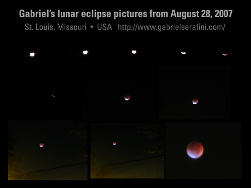 Composite of my pictures of the complete lunar eclipse on August 28, 2007